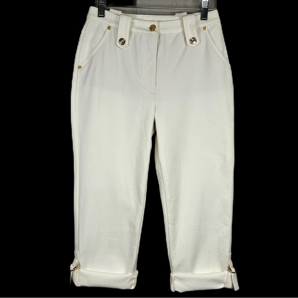 St John Sport Crop Ankle Pants Sz 2 Straight Leg White Resort Old Money‎ Lagom